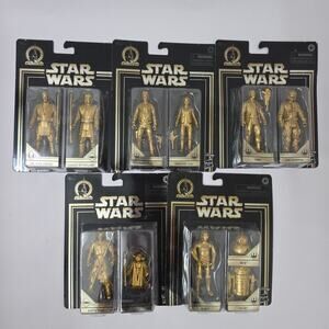Star Wars Commemorative Edition GOLD Lot Of 5 Carded Figures New 1980-2019 New